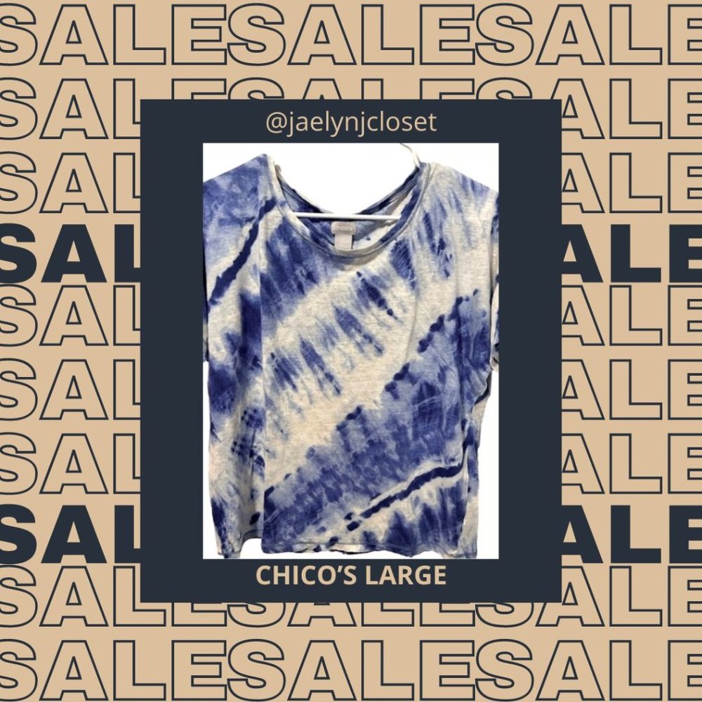Chico’s Blue Tie Dye Short Sleeve Top